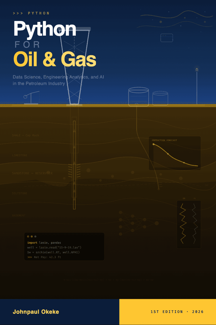 Python for Oil & Gas — book cover by Johnpaul Okeke